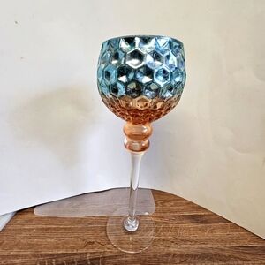 2-tone Mercury Glass Goblet Candle Holder